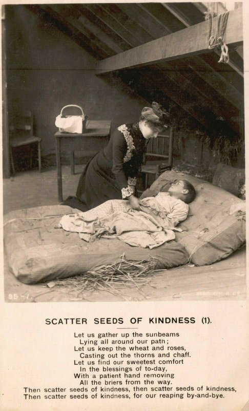 Vintage Postcard 1910's Scatter Seeds of Kindness Let us Gather Up the Sunbeams