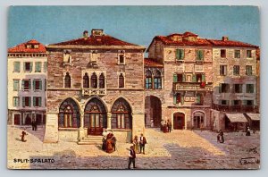Open Air Market in Split Croatia Vintage Postcard 0565