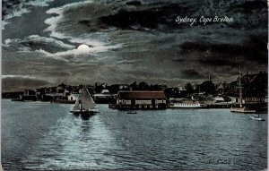 Sydney Nova Scotia NS Harbour Boats Sailboat Steamer Unused Postcard H44