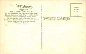 Chicago Illinois 1960s Postcard Midway House Motel on South Cicero near Airport