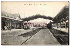 Montargis Old Postcard The Inside view station (train)