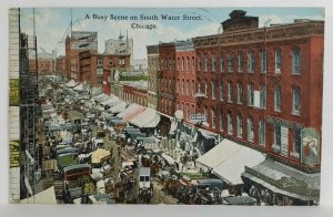Chicago IL Scene on South Water St F. PICKELL & BROS Adv 1915 Sodus Postcard T10