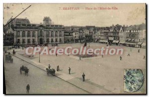 Old Postcard Beauvais Place De I'Hotel Town