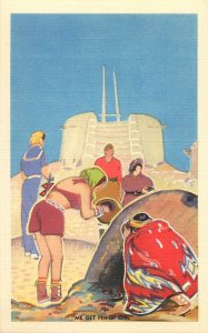 Western Art Linen Postcard Lon Megargee LM11 Me Get Pin Up Girl