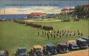 Falmouth Heights Massachusetts MA Cape Cod Parade National Guard LInen Postcard