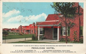 VA, Alexandria, Virginia, Penn-Daw Hotel, 1932 PM, Curt Teich No 129668