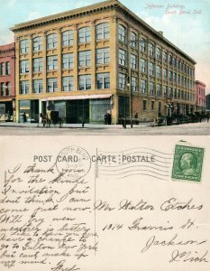 SOUTH BEND IN JEFFERSON BUILDING 1909 ANTIQUE POSTCARD