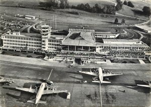 Zurich airport aerial view postcard Switzerland Swissair DC-4 Philippine DC-6