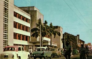 malay malaysia, PENANG, Penang Road, Police Headquarters, Car (1960s) Postcard