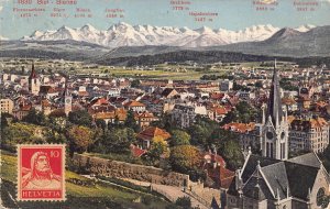 L144 Switzerland 1920 Biel Bienne Mountains Peaks Panorama vintage postcard
