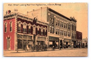 Postcard West Main Street Looking West From Highland Ave. Chanute Kansas c1911