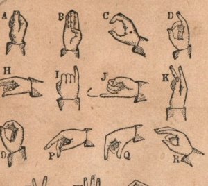 1880s Sign Language Card Alphabet F49