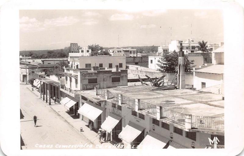 D70/ Ciudad Valles  S.L. Mexico Foreign RPPC Postcard c1950s Casas Comerciales
