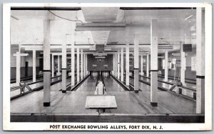 Vtg Fort Dix New Jersey NJ Post Exchange Bowling Alleys Army Base 1940s Postcard