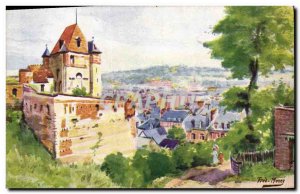 Old Postcard Fantasy Illustrator Fred Money Dieppe Tower St Remy and the city