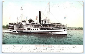 BLOCK ISLAND Sidewheeler STEAMBOAT 1906 Polychrome Postcard