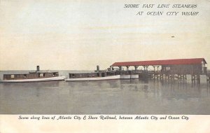 Ocean City New Jersey Shore Fast Line Steamers at City Wharf Postcard AA67307