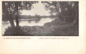 Des Moines Iowa River Waterfront Antique Postcard K84485