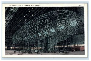 Framework Construction Of Uss Akron Navy Airship Factory Zeppelin Postcard (FP9)