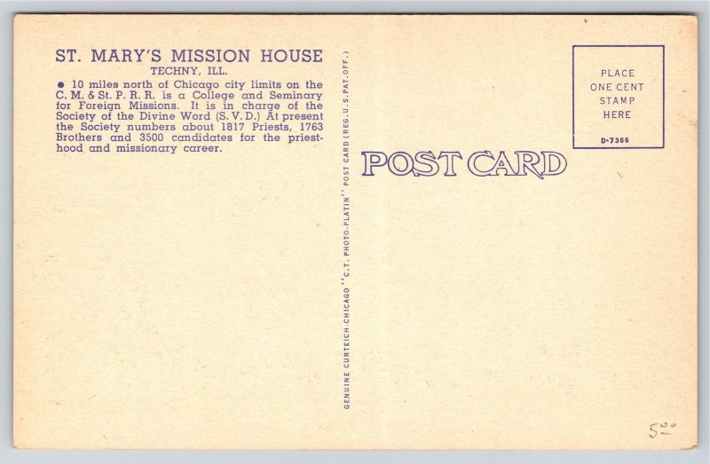 Techny IL~St Mary's Mission House~College & Seminary~Reflection Pool~Vintage PC
