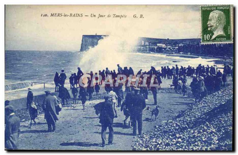 Old Postcard Mers Les Bains A Day Of Storm