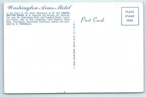 BRETTON WOODS, New Hampshire NH ~ Roadside WASHINGTON ARMS MOTEL 1950s  Postcard