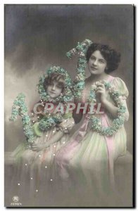 Old Postcard Fantasy Flowers Woman Year 1910