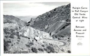 RPPC HULL CANYON, AZ Arizona Hwy View VERDE CENTRAL MINE c1940s Frasher Postcard