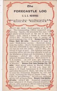 Military U S S Memphis Forecastle Log 22 July 1916