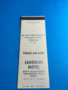 Vintage Matchbook Cover Sandman Motel Inglewood, California MB145