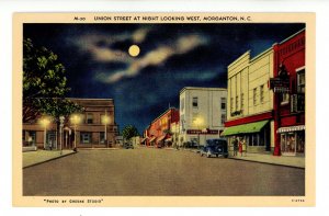 NC - Morganton. Union Street at Night looking West