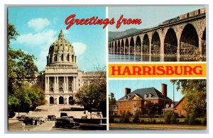 Postcard PA GreetingsFrom Harrisburg Pennsylvania Vtg. Standard Multi View Card