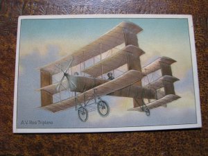 Postcard Airplane Tucks #406 Aviation Unused A.V. Roe Triplane Embossed Image