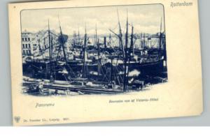 ROTTERDAM HOLLAND Panorama Harbor c1900 Postcard