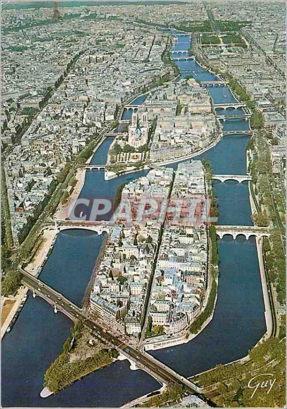 Modern Postcard Bridges of the Seine and the Heart of Paris View Aerienne