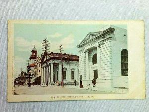 Vintage Postcard 1920's Forsyth Street Jacksonville FL Florida Street Scene