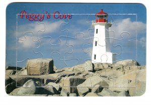 Vintage Jigsaw Puzzle Postcard Peggy's Cove Lighthouse, Nova Scotia