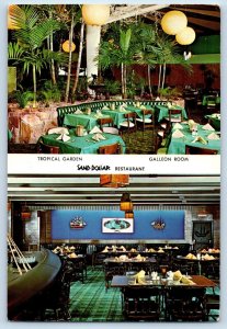 St. Petersburg Florida Postcard Tropical Garden Galleon Dollar Restaurant c1960