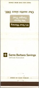 Vintage Matchbook Cover Santa Barbara Savings & Loans California MB179
