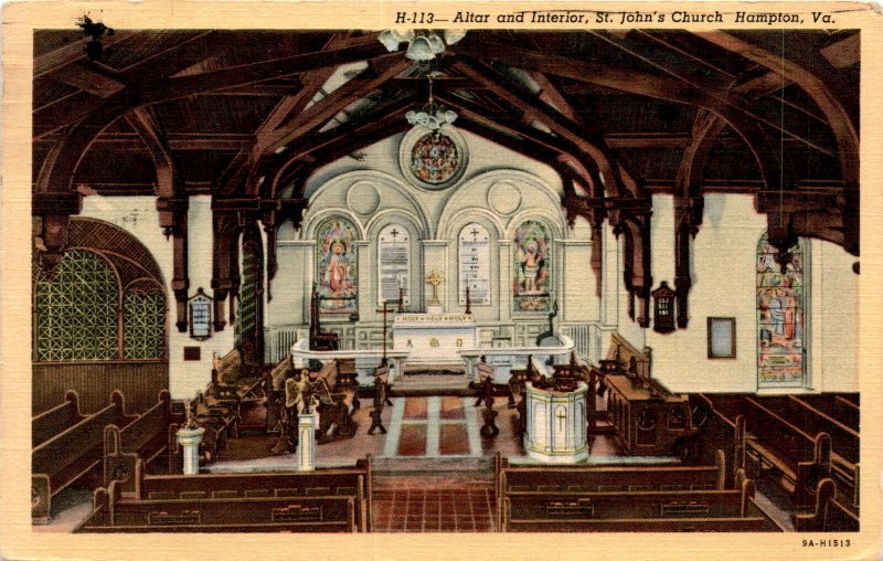 Vintage postcard of St. John's Church interior