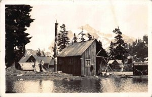 Real Photo Postcard Totem Pole and Cabins on a Lake in Alaska~114258