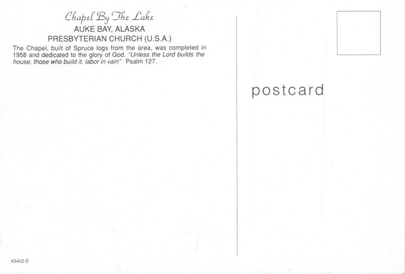 AUKE BAY ALASKA~CHAPEL BY THE LAKE-PRESBYTERIAN CHURCH LOT OF 2 POSTCARDS