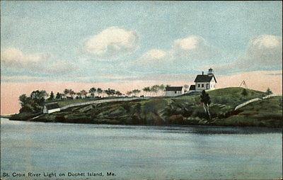 Dochet Island St. Croix River ME Maine Lighthouse c1910 P...