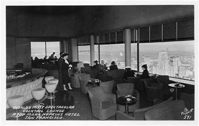 RPPC Mark Hopkins Hotel Cocktail Lounge San Francisco CA c1940s Vintage Postcard