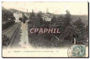 Grasse Old Postcard Boulevard Station and the public ajrdin