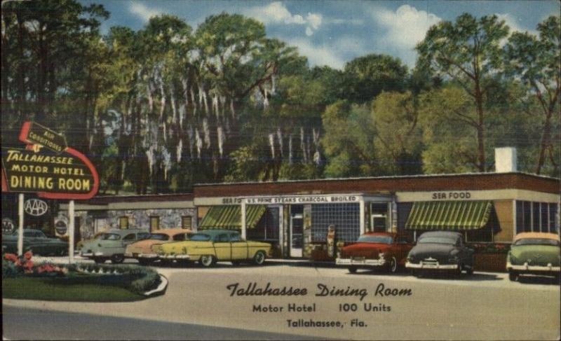 Tallahassee FL Dining Room NICE LINEN DRIVE-IN Postcard