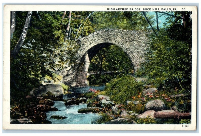 c1940's High Arched Bridge Buck Hills Pennsylvania PA Unposted Trees Postcard