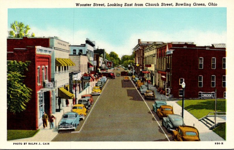 Ohio Bowling Green Wooster Street Looking East From Church Street Curteich