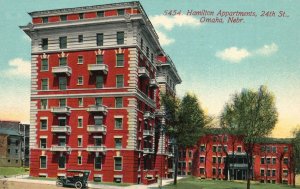 Vintage Postcard 1910's Hamilton Apartments 24th St. Omaha Nebraska