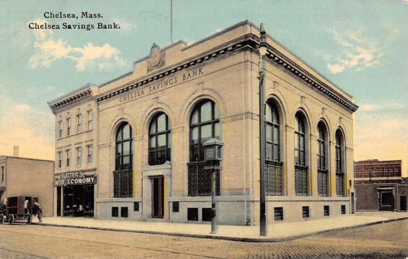 Chelsea Massachusetts Savings Bank Exterior Antique Postcard K18817